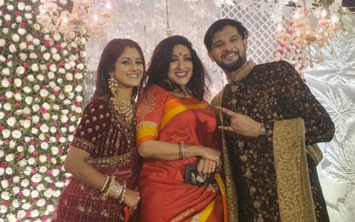 tv actor neel bhattacharya trina sahas reception at pc chandra garden kolkata