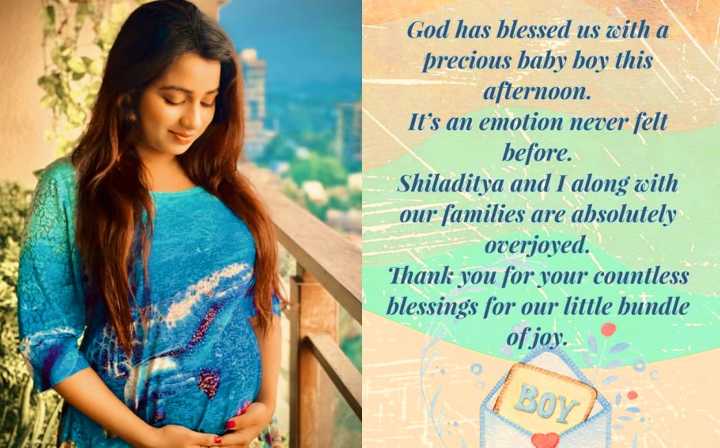 singer shreya ghoshal and husband shiladitya welcome a baby boy