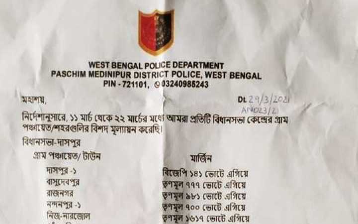 west bengal elections 2021 police opinion polls report viral in west medinipur area