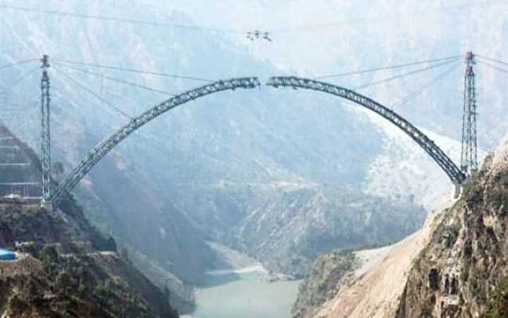 world tallest railway bridge has been built over the chenab