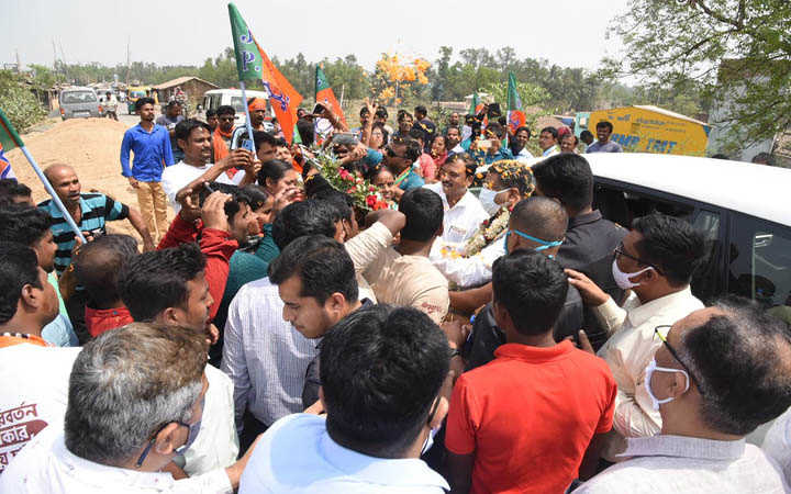 unrest in the sona chura area of nandigram on thursday over suvendu adhikaris campaign